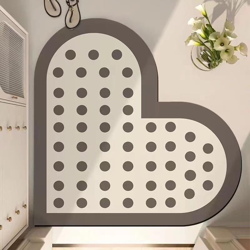 Czerwona Mata Podłogowa w Kształcie Serca Zmywalna Mata Pod Drzwi Łazienkowe Chłonna i Antypoślizgowa Mata Podłogowa