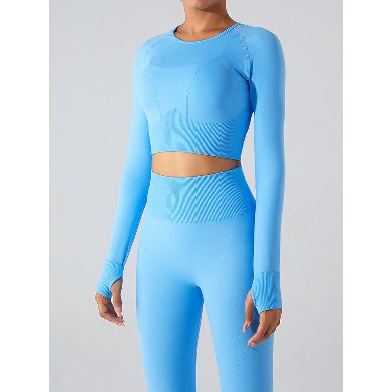 Yoga Clothes Suit Women's 2023 New Arrival Fall and Winter Tight Long Sleeves Fitness Clothes Tops Fancy Bright Color Sports Quick-Drying