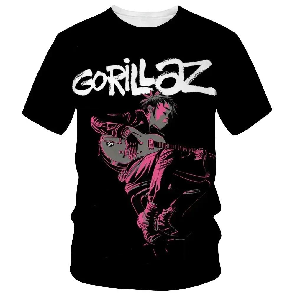 From cartoon to fashionable Gorillaz 3D printed new Tshirt Harajuku style casual short sleeved hiphop Tshirt for men and wom