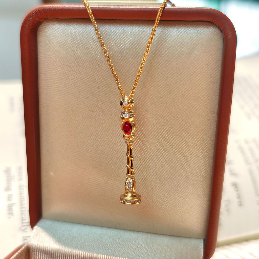 Naszyjnik Różdżka Magiczna Wróżki Czterolistna Koniczyna Punkt Diamentowy Wieloelementowe Połączenie Wisiorek Szczotkowana Retro Antyczna Łańcuszek na obojczyk