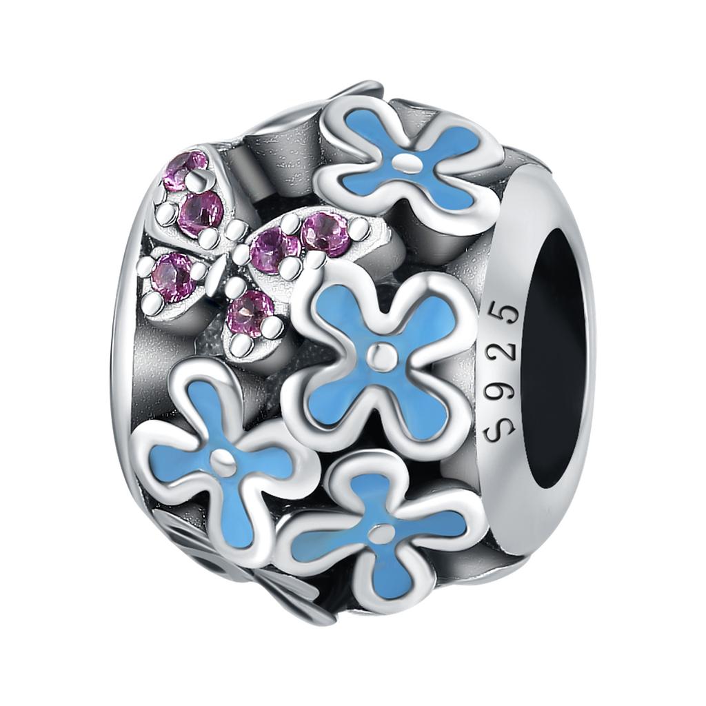 Copper Purple Iris Flower Pendants Bracelet Charms Fit Women Jewelry Party Beads Diy Exquisite Gifts Accessory