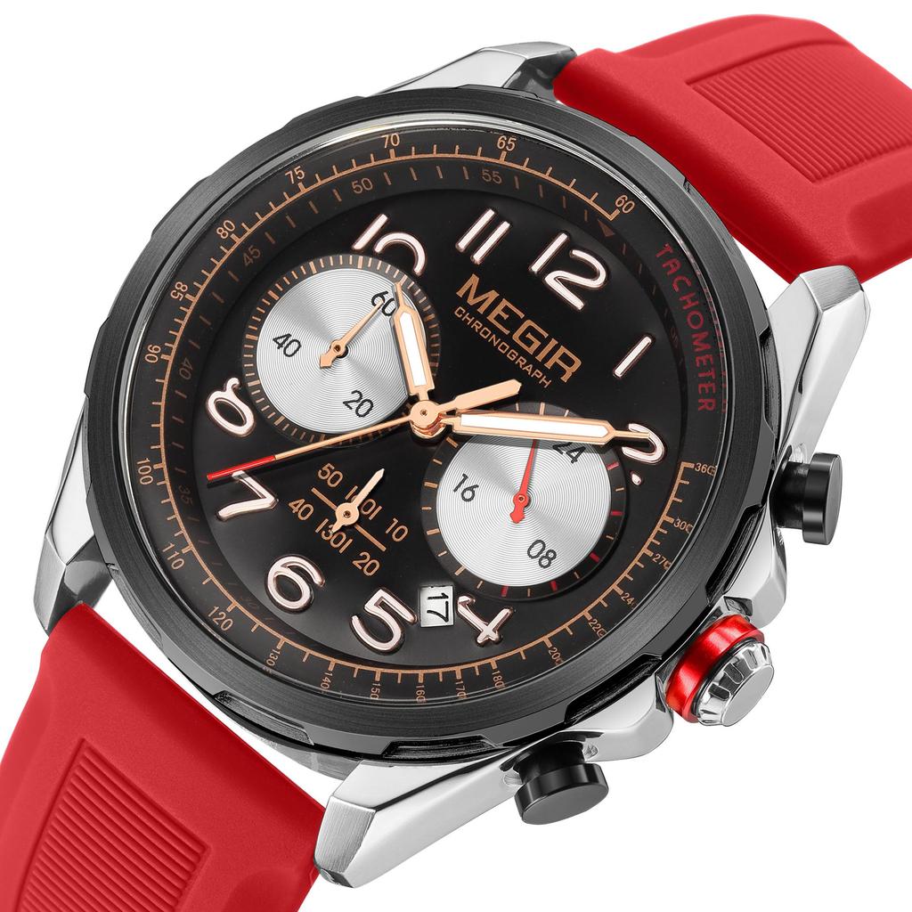 MEGIR Men Watches Luxury Quartz Wristwatch Waterproof Men's Sports Chronograph Silicone Strap Clock Relogio Masculino 2230