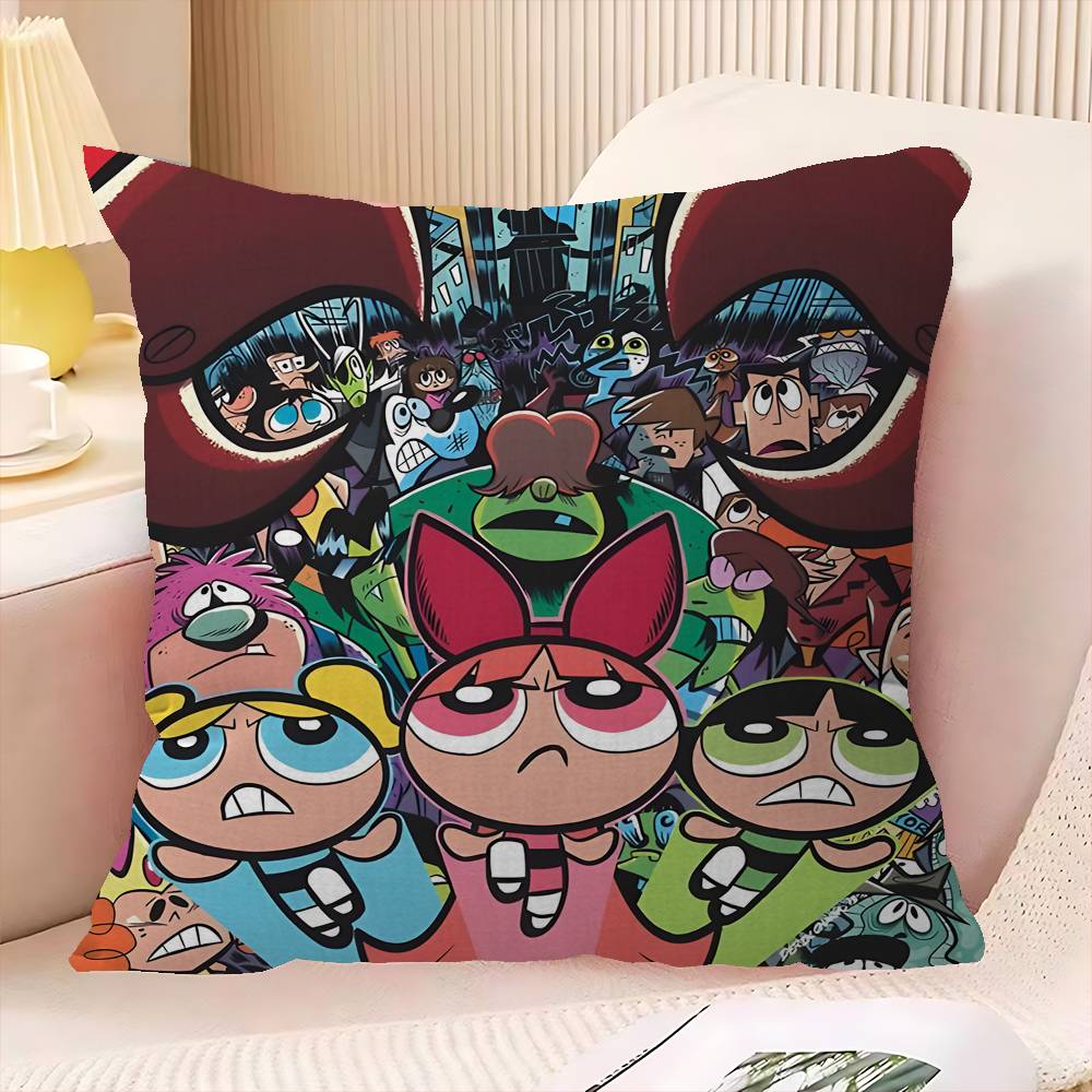 P-Powerpuff Anime G-Girls Personalized Picture Text Home Decorative Pillows Household Gifts 45x45cm