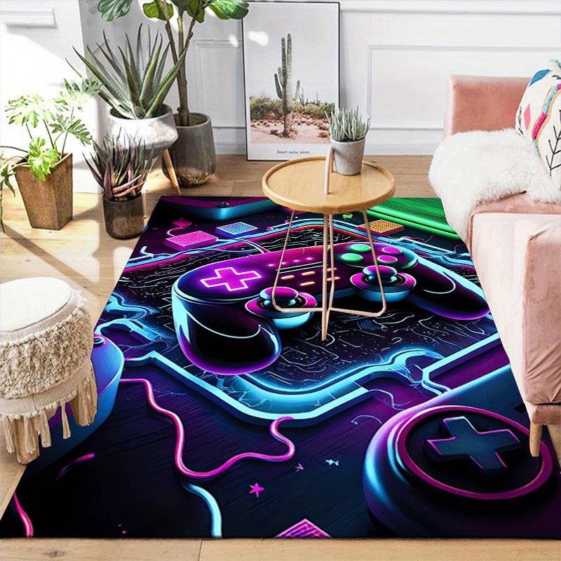 1pc Game Controller Pattern Area Rug, Anti Slip Non Shedding Stain Resistant Carpet