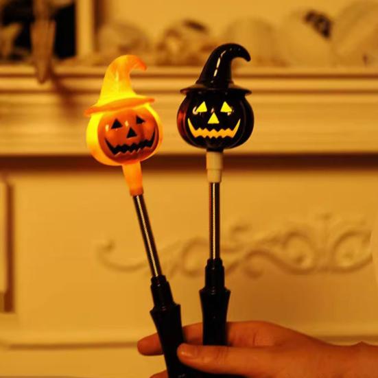 Halloween Pumpkin Glow Wand Flashing Toy Pumpkin Stick Ghost Flashing Wand Shake Toy Christmas Birthday Festive Atmosphere Enhancer