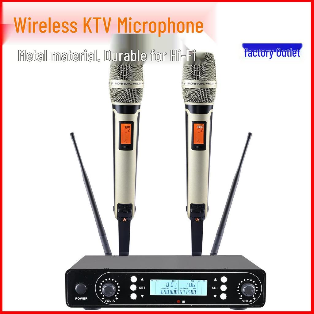 Dual Wireless Microphone Set for Meetings, KTV, and Home Singing