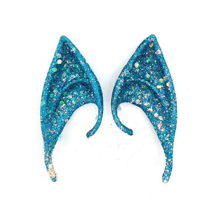

Glitter Latex Ears Anime Angel Devil Cosplay Fairy Elf Ears Masquerade Costumes Props Halloween Christmas Sequins Decoration