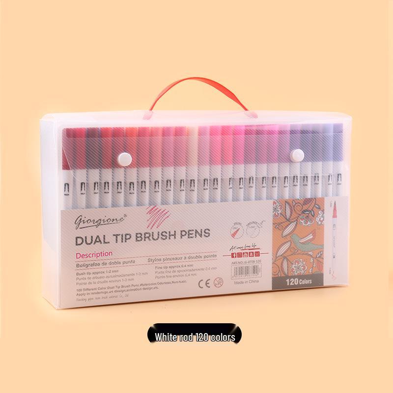 Giorgione Double-Ended Water-Based Fineliner Brush Pens: 24 & 80 Washable Colors