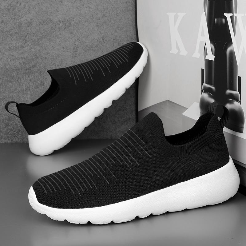 

Модная мужская летняя сетчатая повседневная спортивная обувь на мягкой подошве, удобные лоферы на плоской подошве, дышащие теннисные туфли для активного отдыха, повседневная обувь для ходьбы 36-45 36 черный белый