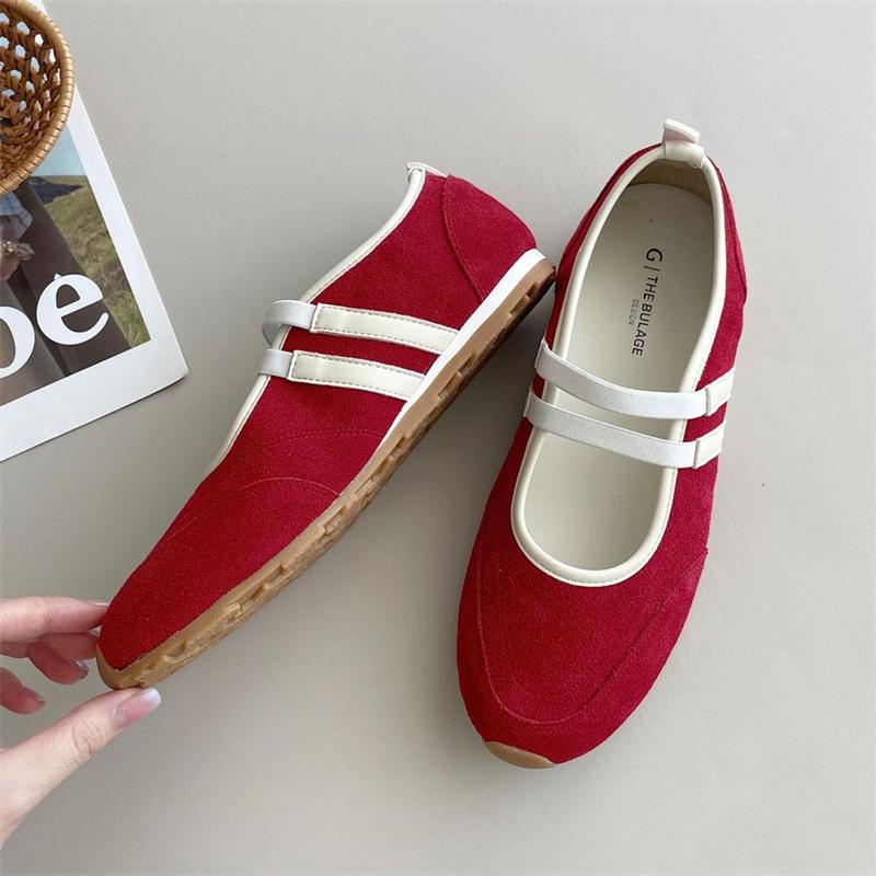 Fashion IPPEUM Ballet Sneakers Flats Round Toe 2025 New Red Ballerina Shoes Woman