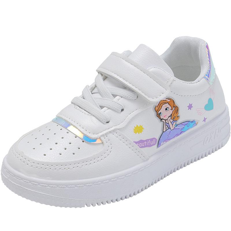 Girls' Board Shoes Autumn Small White Shoes Elementary School Cartoon Casual Shoes School Girls Princess Single Shoes Cute Pink