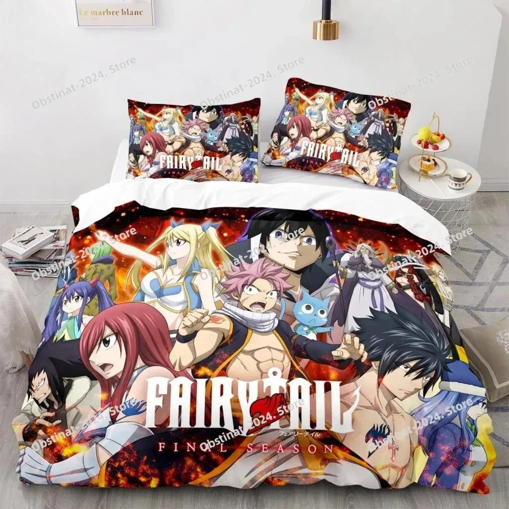 New Fairy Tail Beding Set Japanese Anime Young Boys Young Girls Gift Bedrom Decor Single Twin Ful Quen Sized Dimensions Home Textiles Bedrom