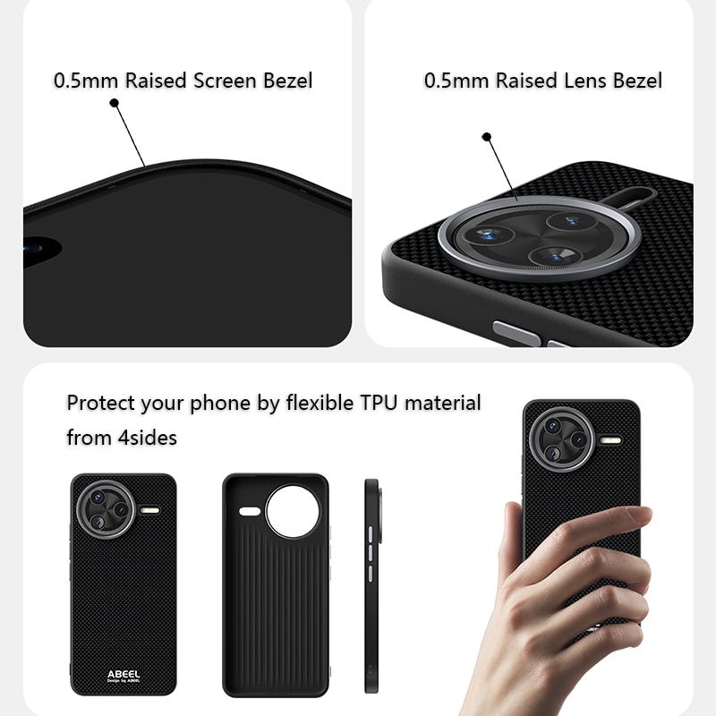Für Redmi K80 Pro Hülle Magsafe Schlank Stoßfest Magnetisch Kabelloses Ladegerät Karbonfaser Hülle Metalllinse Anti-Rutsch-Griff Funda Etui
