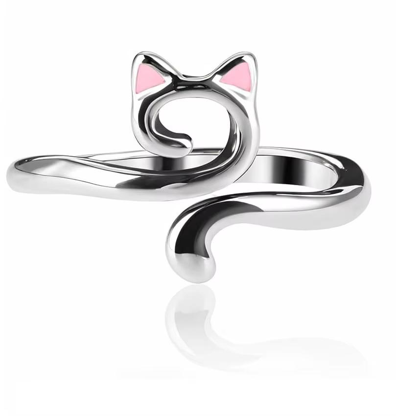 

1Pc Adjustable Size Yarn Ring Cat Ears Crochet Ring Beginner Knitting Crocheting Loop Guide Finger Holders Thimbles Winder Tools