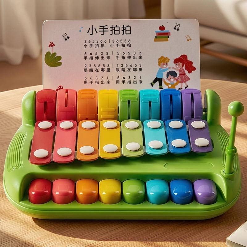8 Tone Baby Musical Instrument Toy 3 in 1 Multifunctional Hand Piano for Toddler Early Learning Playtime
