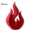 Trendy Collection Display 3D Printed Flame Sculpture, Matte Red Hollow Statue, Unique Desktop Art Minimalist Ornament for Office Home Decor