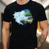 T-Shirt Herren Pixel Art Landschaft Motiv Baumwolle Größe S bis 5XL