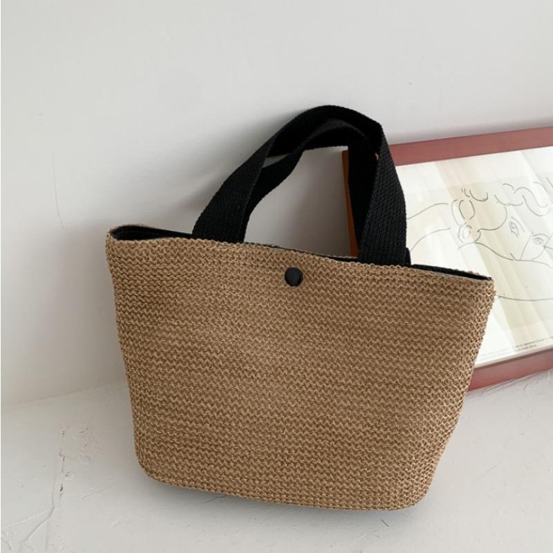 

New seaside summer beach vacation fashion woven bags retro handbags straw bags women чорний