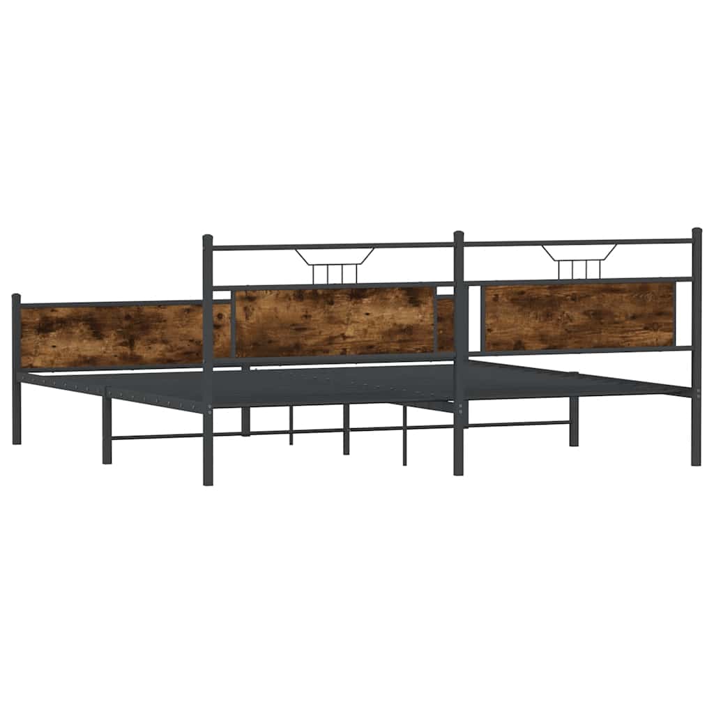 Metal Bed Frame without Mattress Smoked Oak Finish 200x200 cm