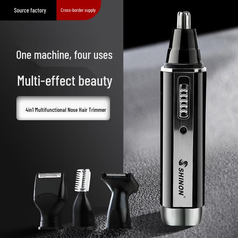 Multifunctional 4-in-1 Electric Trimmer Set for Nose, Sideburns, Eyebrows, and Ears