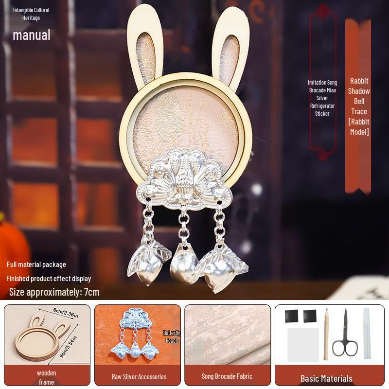 Miao Silver Ornament & Song Brocade DIY Magnet Kit: Handmade Parent-Child Interactive Cultural Gift