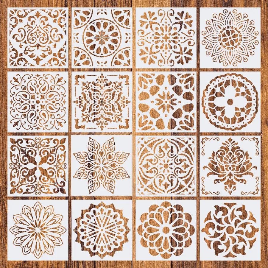 1pc 15*15cm Mandala Window Flower DIY Layering Stencils Painting Scrapbook Coloring Embossing Album Decorative Template