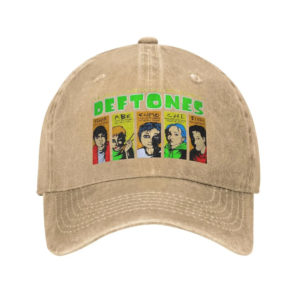 Deftone Band Members Men Women Baseball Cap Punk Hip Hop Distressed Denim Washed Caps Hat Retro Outdoor Adjustable Fit Sun Cap