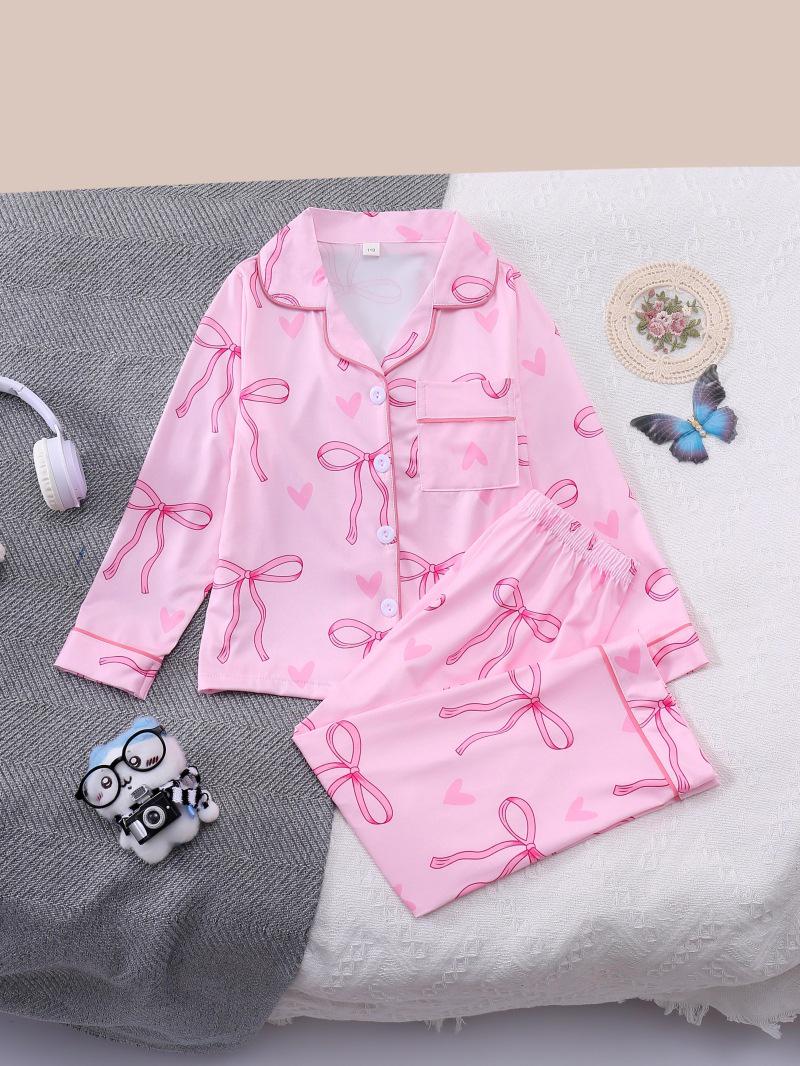Butterfly Print Long Sleeve Pajama Set for Girls Size 100