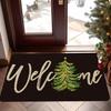VIKAMA Black Christmas Doormat Non-Slip Washable Area Rug for Bedroom Living Room Playroom Nursery Christmas Home Decoration