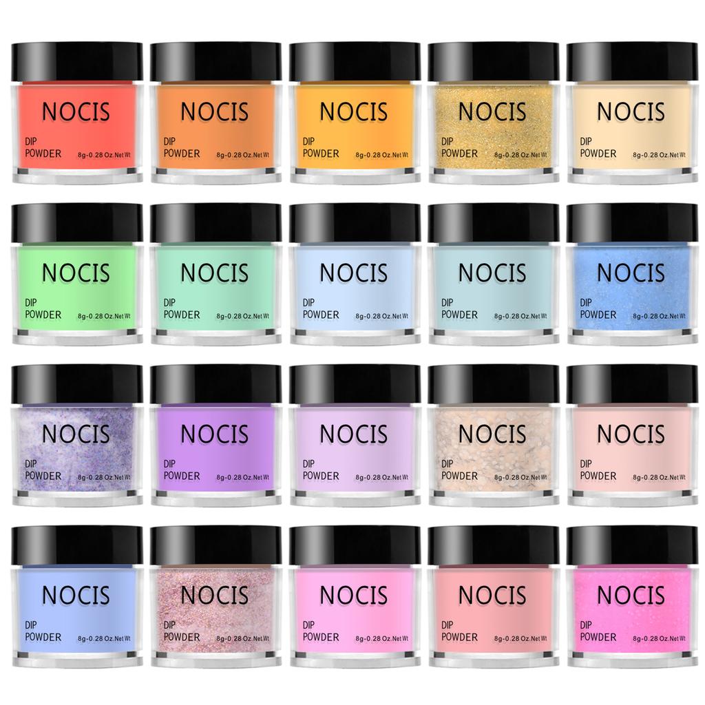 NOCIS 20 Farben Nagel Dipping Pulver Set Nail Art Dip Pulver Starter Kit Schnelltrocknend Keine UV LED Nagellampe benötigt mit