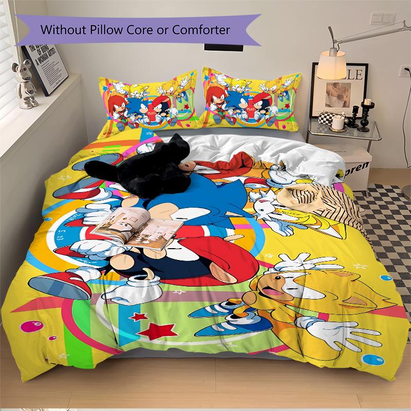 Sonic Adventure Heroes Printed 3pcs Bedding Set Soft Microfiber 1 Duvet Cover And 2 Pillowcases Home Bedroom Decor Xmas Gift K1893