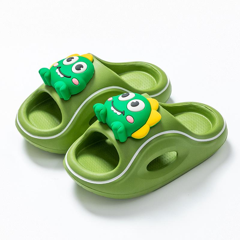 Cartoon dinosaur children s slippers EVA Cute soft-soled indoor and outdoor wear-resistant breathable slippers for babies 160MM зелёный