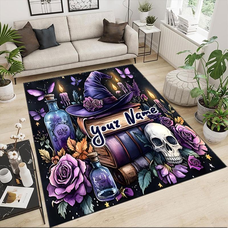 1PC Custom Name Witchcraft Magic Theme Floor Mat Ideal for Living Room, Game Rooms, Office, Bedroom,Floor Mat Playful Design