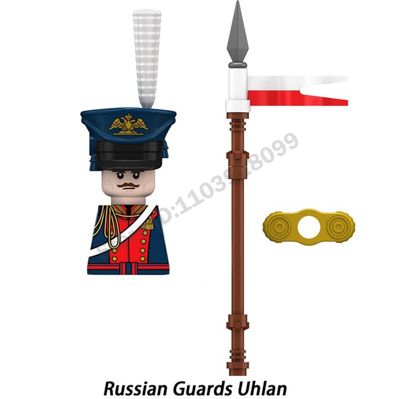 Middle Ages Military Napoleonic Wars Figures Building Block British French Prussia Infantry Knight General Duke Characters Brick