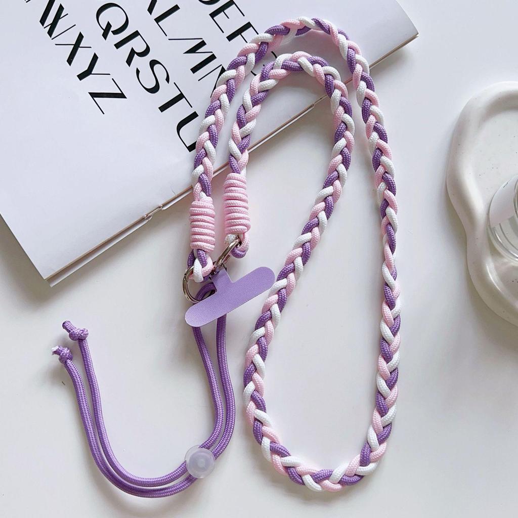 Adjustable Colorful Braided Cross-Body Lanyard with Knot for Phone or Water Bottle