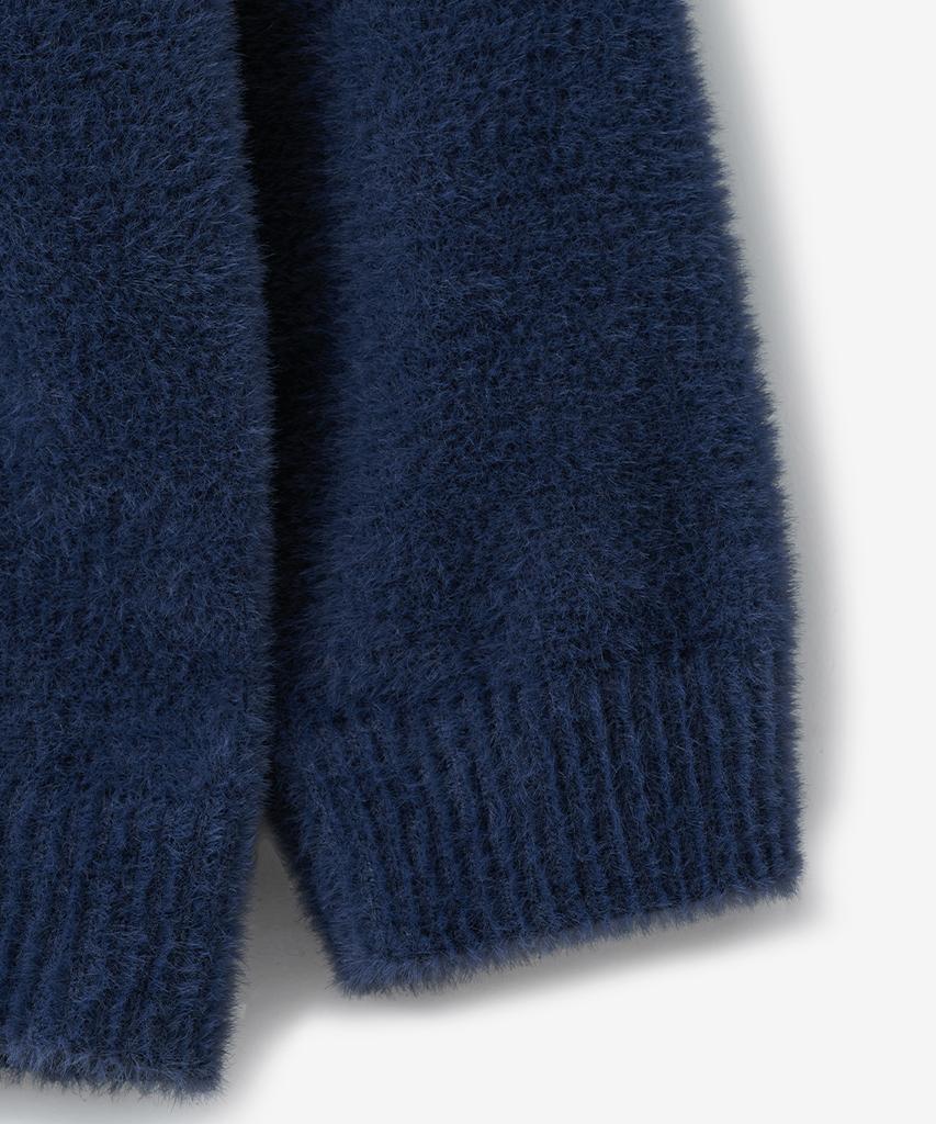 BLOND9 Soft Wing Yarn V-Neck Knit_Navy
