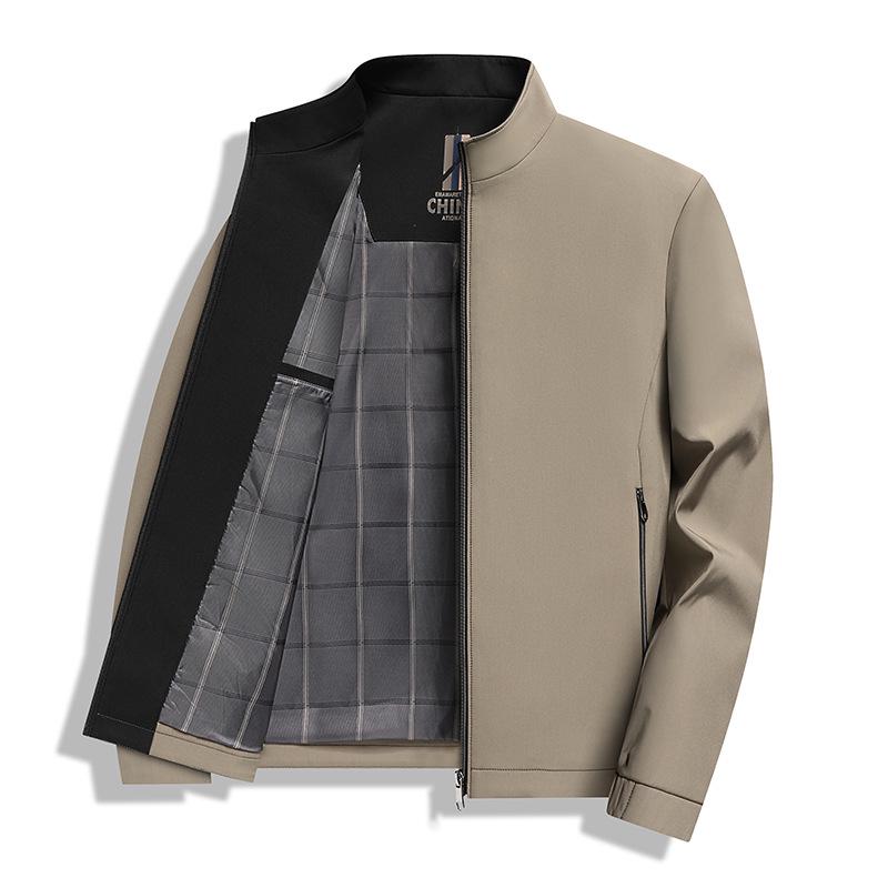 Men's Stand-Up Collar Jacket - Spring/Autumn Casual Outerwear for Middle-Aged and Older Men