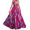 Women's 2024 Summer V-Neck Print Corset Party Dress with Full Skirt