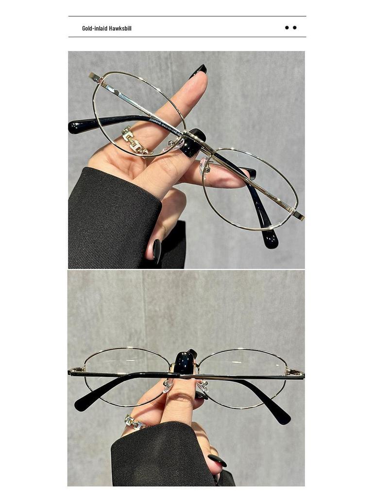 Ultralight Women's Retro Oval Glasses - Anti-Blue Light, Titanium Metal Frame