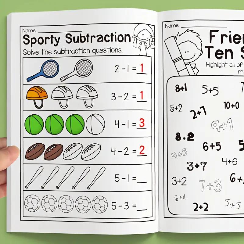 32 pages with 10 or less of addition and subtraction mathematical training