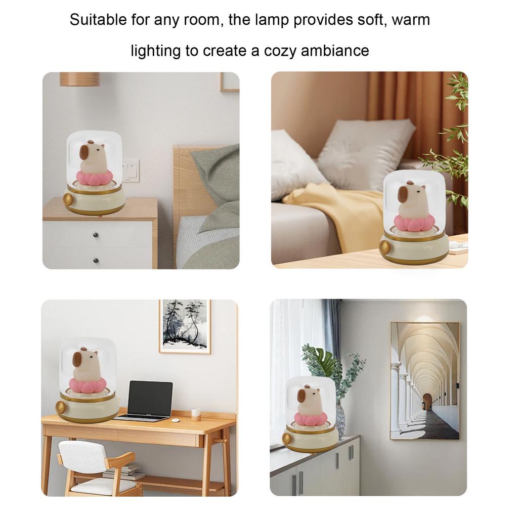 Capybara Night Light Innovative Cute Table Lamp USB Rechargeable Bedside Lamp for Bedroom Room Reading Room Soft Warm Lighting