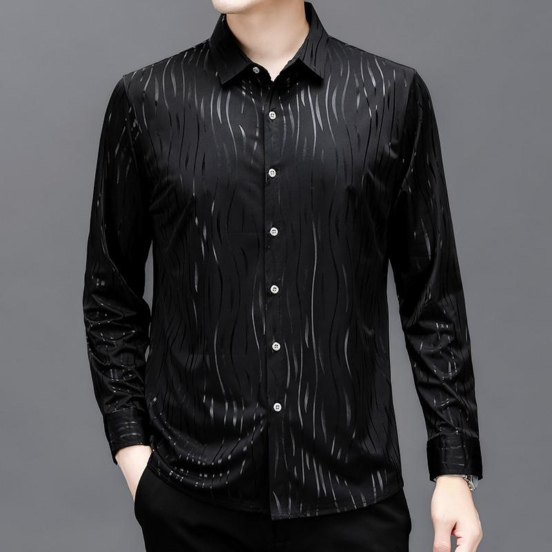 Autumn Men's Business Casual Striped Long Sleeve Men's