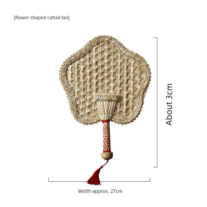 Papyrus Hand-Knitted Fan Summer National Style Chinese Fan Hand-Knitted Handheld Fan For Home Palm-Leaf Fan Old-Fashioned Fan