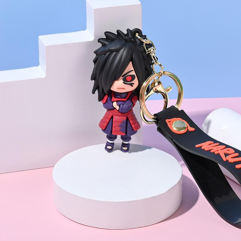 Anime Naruto Keychain Fashion Jewelry Cartoon Character PVC Keychain Uzumaki Kakashi Men and Women Action Character Bag Pendant
