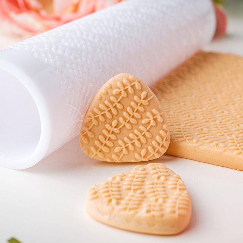 Pottery Tool Soft Clay Roller Leaf Pattern Non-stick Mud Easy Clean for Embossed Texture DIY Handmade Earrings Pendant
