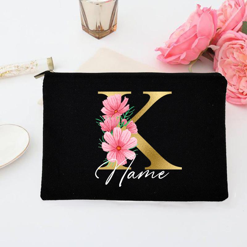 Personalized Makeup Bag Custom Initial with Name Bridal Cosmetic Case Monogram Toiletries Pouch Wendding Gifts for Bridesmaid