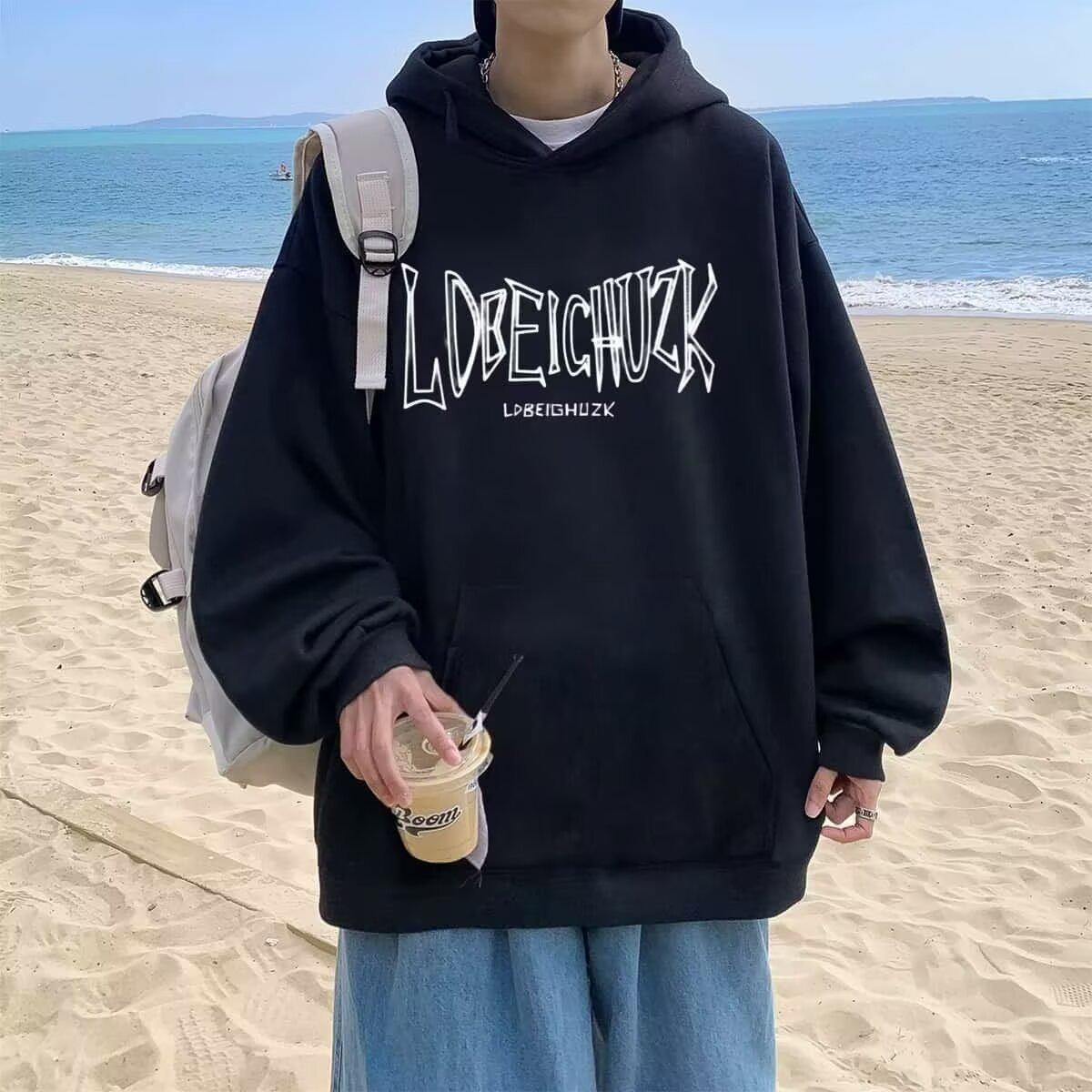 Men s American Retro Plus Velvet Hoodie - 2025 Autumn/Winter Trendy Youth Loose Casual Jacket 4XL