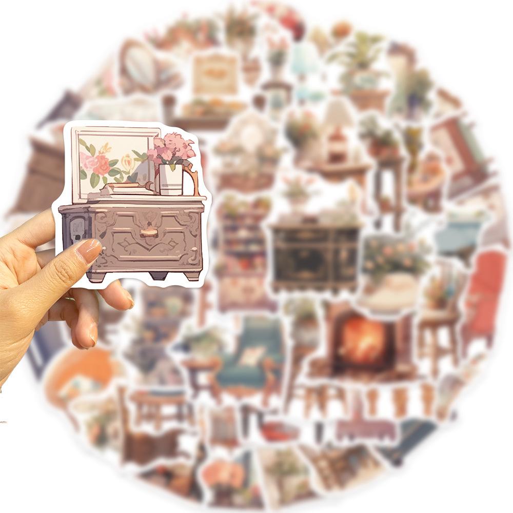 

50 Винтажных Наклеек для Мебели Персонализированные Декоративные Наклейки для Гитары Ноутбука Чемодана DIY Водонепроницаемые Наклейки