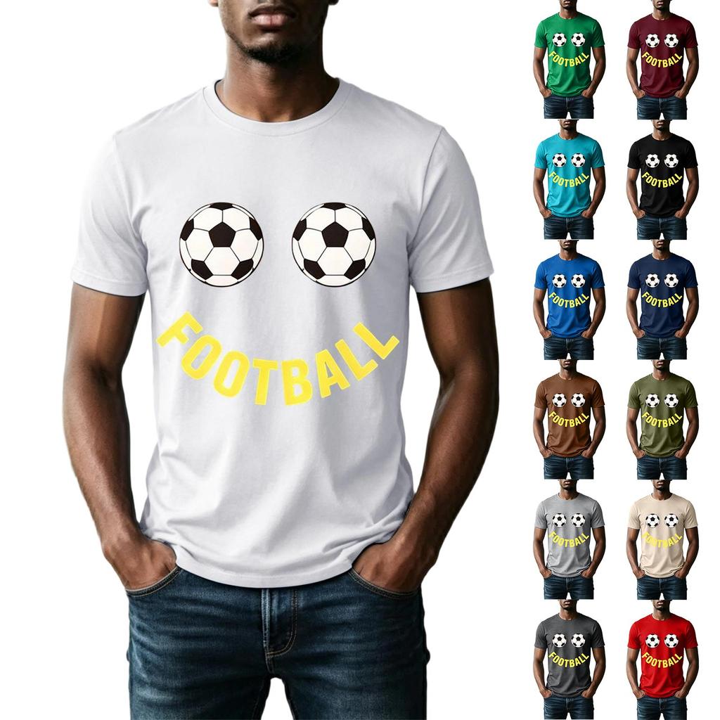 Men's Short Sleeve Crew Neck T-Shirt with Football Print Graphic Casual Fit Comfortable Soft Fabric Lightweight Design