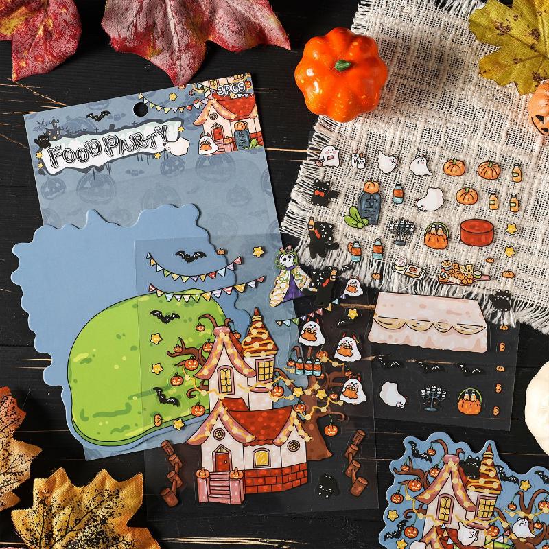 Cartoon Exquisite Halloween Three-Dimensional DIY Decoration Stickers Landscaping Handbook Stickers Cute Creative Stickers